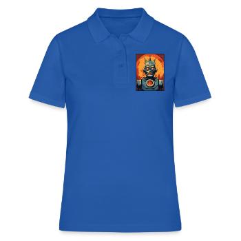 Invasion de robot rétro de dessin animé Art déco - Polo Femme - bleu royal - Devant - Ailine (174cm)