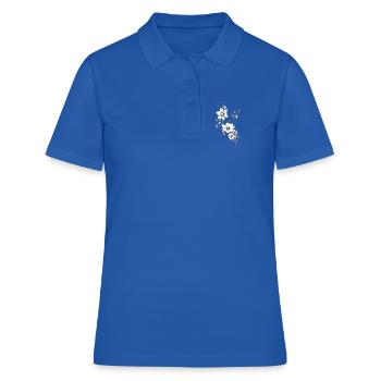 Schwarz-weiße lineare Blüten - Frauen Polo Shirt - Royalblau - Vorne - Ailine (174cm)