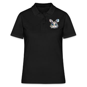 Rabbit Watercolor Drawing - Women's Polo Shirt - black - Front - Ailine (174cm)