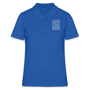 mathématiques Pi Kreiszahl Symbole Genie Big Bang Geek - Polo Femme - bleu royal - Devant - Ailine (174cm)