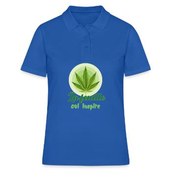 La feuille qui inspire - Feuille de cannabis - Bob - Polo Femme - bleu royal - Devant - Ailine (174cm)