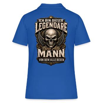 Legendärer Alter Mann Schädel Flügel Logo - Frauen Polo Shirt - Royalblau - Hinten - Ailine (174cm)
