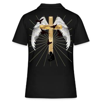 Depression Kreuz Erlösung Auferstehung Jenseits - Frauen Polo Shirt - Schwarz - Hinten - Ailine (174cm)