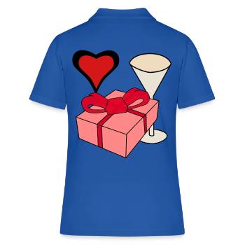 Idée cadeau fête des mères anniversaire voeux coeurs - Polo Femme - bleu royal - Dos - Ailine (174cm)
