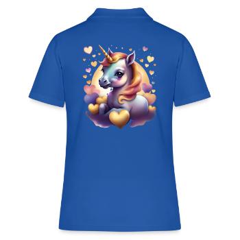 Einhorn mit bunten Herzen - Sweet Unicorn - Frauen Polo Shirt - Royalblau - Hinten - Ailine (174cm)