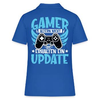 GAMER ALTERN NICHT - SIE ERHALTEN EIN UPDATE - Frauen Polo Shirt - Royalblau - Hinten - Ailine (174cm)