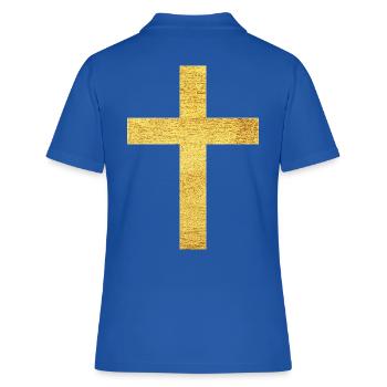 Croix chrétienne symbole de foi et de protection - Polo Femme - bleu royal - Dos - Ailine (174cm)