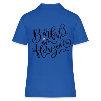 Barfuß im Herzen - Frauen Polo Shirt - Royalblau - Hinten - Ailine (174cm)