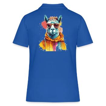 lama, alpaga, lama swag - Polo Femme - bleu royal - Dos - Ailine (174cm)