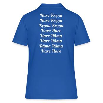 Hare Krishna - Maha mantra - Polo Femme - bleu royal - Dos - Ailine (174cm)