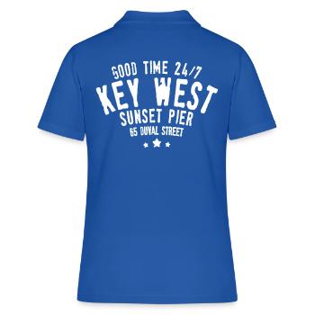 Gute Zeit 24 7 Key West Sunset Pier Duval Street - Frauen Polo Shirt - Royalblau - Hinten - Ailine (174cm)