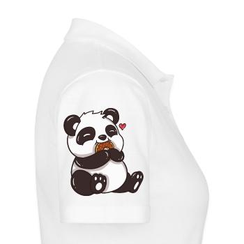 Le panda câlin grignote le donut - Polo Femme - blanc - Droite
