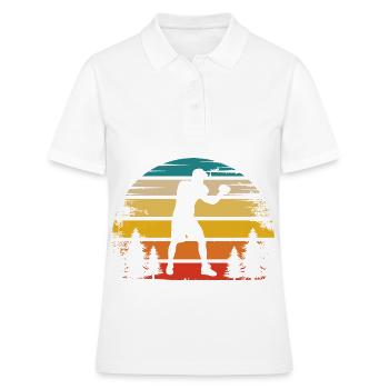 Boxe Soleil Rétro - Bo - Polo Femme - blanc - Devant - Ailine (174cm)