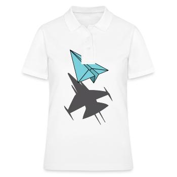 Avion en papier avec pilote cadeau jet shadow - Polo Femme - blanc - Devant - Ailine (174cm)