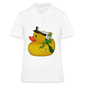 Canard drôle avec idée cadeau petite grenouille - Polo Femme - blanc - Devant - Ailine (174cm)