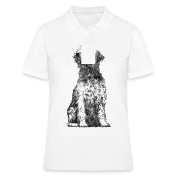 Border Terrier Dog assis - Polo Femme - blanc - Devant - Ailine (174cm)