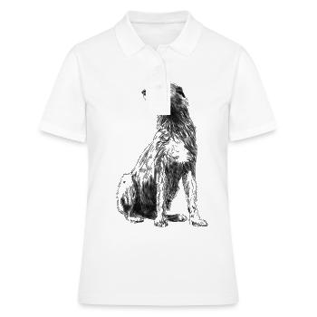 Sitting Irish Wolfhound Dog - Women's Polo Shirt - white - Front - Ailine (174cm)