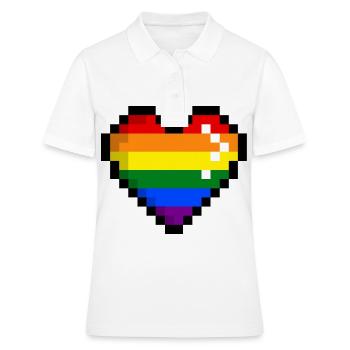 GAYMER PIXEL HEART LGBT Pride Gay Pride Month - Polo Femme - blanc - Devant - Ailine (174cm)
