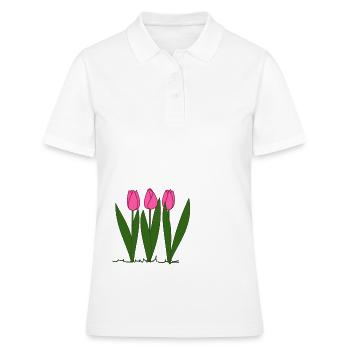 Tulipes roses, printemps, printemps - Polo Femme - blanc - Devant - Ailine (174cm)