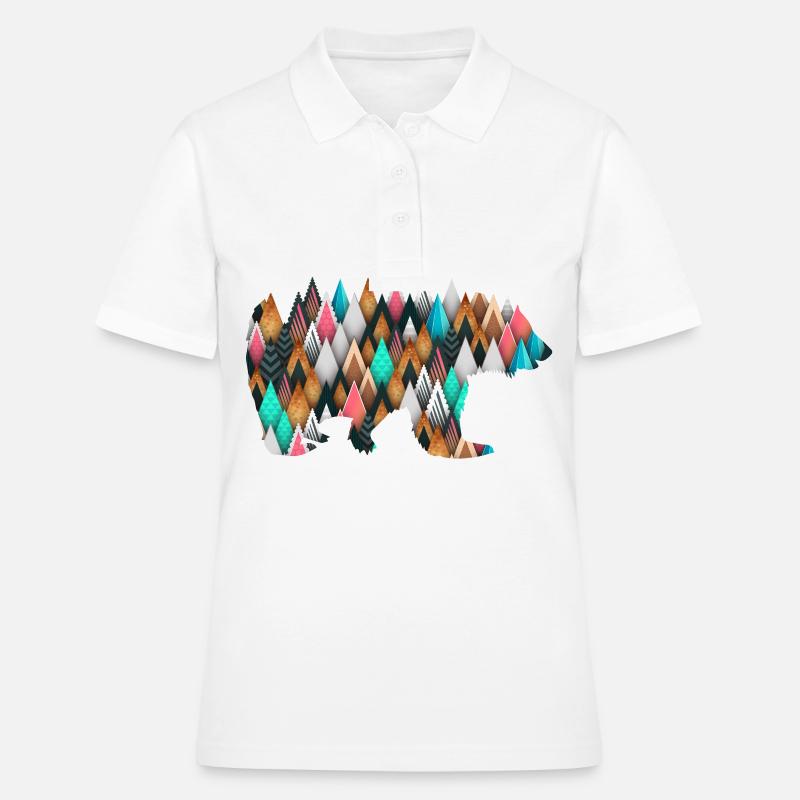 Triangles géométriques Bear Wilderness - Polo Femme - blanc