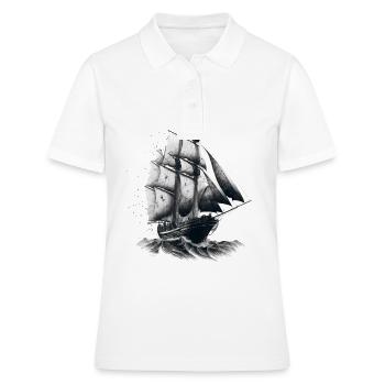 Voilier en haute mer : liberté et aventure - Polo Femme - blanc - Devant - Ailine (174cm)