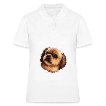 Tibetischer Spaniel Hund Aquarell Skizze Illustration - Frauen Polo Shirt - Weiß - Vorne - Ailine (174cm)
