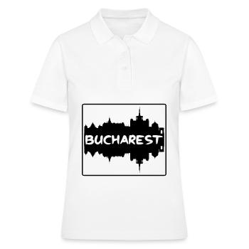 Bukarest Rumänien Skyline Silhouette Travel Souven - Frauen Polo Shirt - Weiß - Vorne - Ailine (174cm)