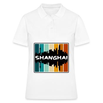 Shanghai Chine Skyline Silhouette Voyage Souvenir - Polo Femme - blanc - Devant - Ailine (174cm)