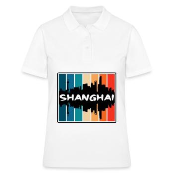 Shanghai Chine Skyline Silhouette Voyage Souvenir - Polo Femme - blanc - Devant - Ailine (174cm)