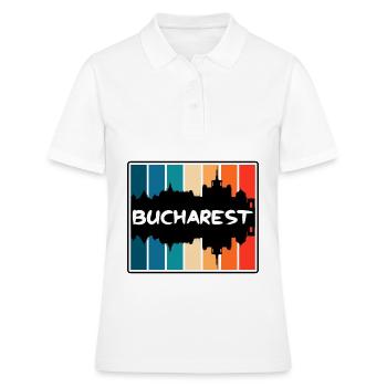 Bukarest Rumänien Skyline Silhouette Travel Souven - Frauen Polo Shirt - Weiß - Vorne - Ailine (174cm)