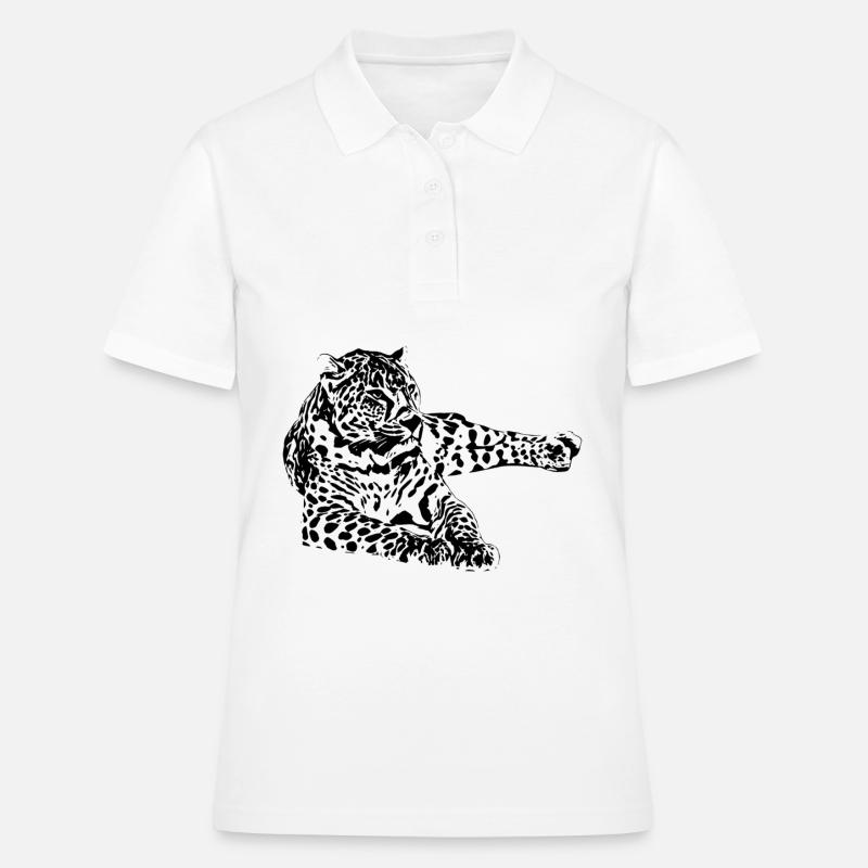 léopard - Polo Femme - blanc