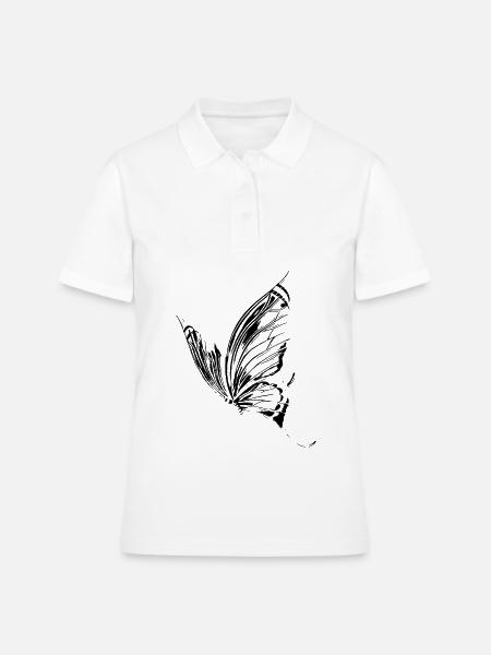papillon - Polo Femme - blanc