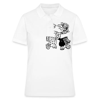 Symboles des oiseaux mayas - Script maya - Glyphes mayas - Polo Femme - blanc - Devant - Ailine (174cm)