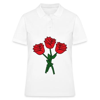 Fleurs roses rouges - Polo Femme - blanc - Devant - Ailine (174cm)