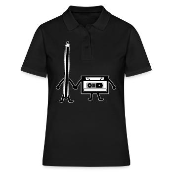 Kassette bleistift Vhs kassette Floppy Diskette - Frauen Polo Shirt - Schwarz - Vorne - Ailine (174cm)