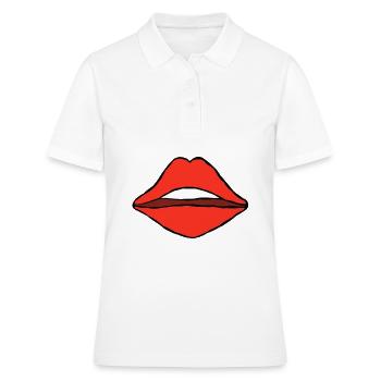 bouche rouge cadeau lèvres baiser langue dents style - Polo Femme - blanc - Devant - Ailine (174cm)