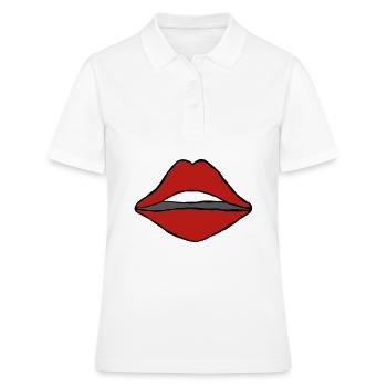 Bouche cadeau lèvres baiser langue dents bouche rouge - Polo Femme - blanc - Devant - Ailine (174cm)