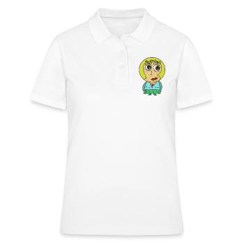 Rundkopf Frau Comicfigur blond Blondine Hübsch wtf - Frauen Polo Shirt - Weiß - Vorne - Ailine (174cm)