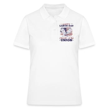 Bonne fête du Travail - Fier d’être Union for Patriot - Polo Femme - blanc - Devant - Ailine (174cm)
