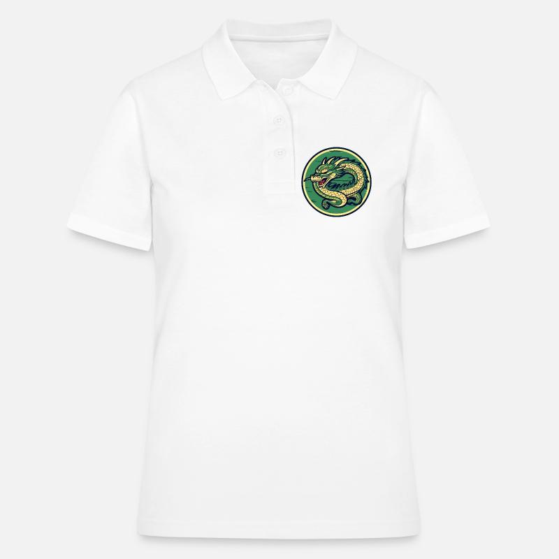 Dragon Crest Circle Patch - Women's Polo Shirt - white