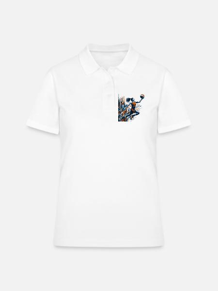 Frau Basketball Dunking Design - Frauen Polo Shirt - Weiß