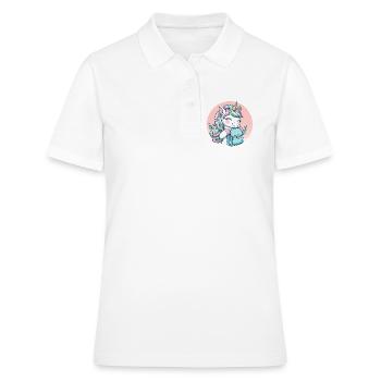 Einhorn Pastell Unicorn mit Schulranzen - Frauen Polo Shirt - Weiß - Vorne - Ailine (174cm)