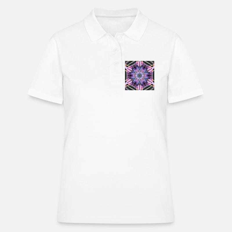 Psychedelic Neon Mandala Pattern - Women's Polo Shirt - white