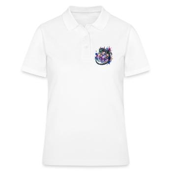 Süßer Drache mit D20 Würfel – Pen & Paper - Frauen Polo Shirt - Weiß - Vorne - Ailine (174cm)