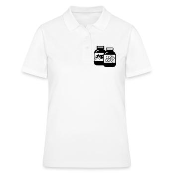 Pots de gélules et de pilules pour la pharmacie - Polo Femme - blanc - Devant - Ailine (174cm)