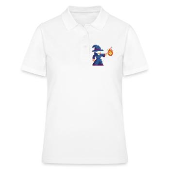 Pixel Wizard und Feuer - Frauen Polo Shirt - Weiß - Vorne - Ailine (174cm)