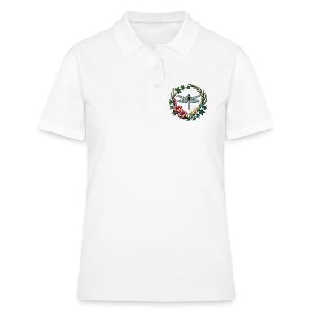Dragonfly Floral Wreath Frame - Women's Polo Shirt - white - Front - Ailine (174cm)