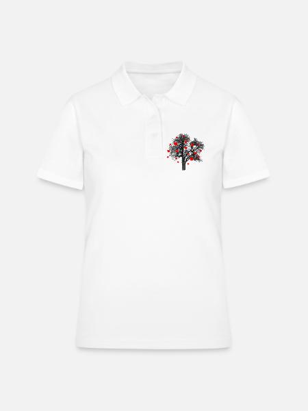 Rote Herzen Baum mit Herzen - Frauen Polo Shirt - Weiß