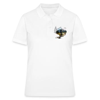woman cyclist mountains - Frauen Polo Shirt - Weiß - Vorne - Ailine (174cm)