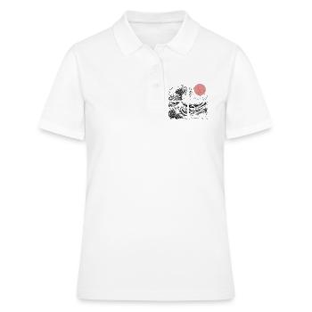 Nachtsonne über Wellen auf dem Ozean - Frauen Polo Shirt - Weiß - Vorne - Ailine (174cm)